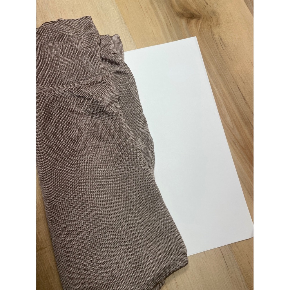 Chico's Size 2 Taupe Metallic Cowl Neck Knit Top Short Sleeve Rayon Blouse - Picture 9 of 9